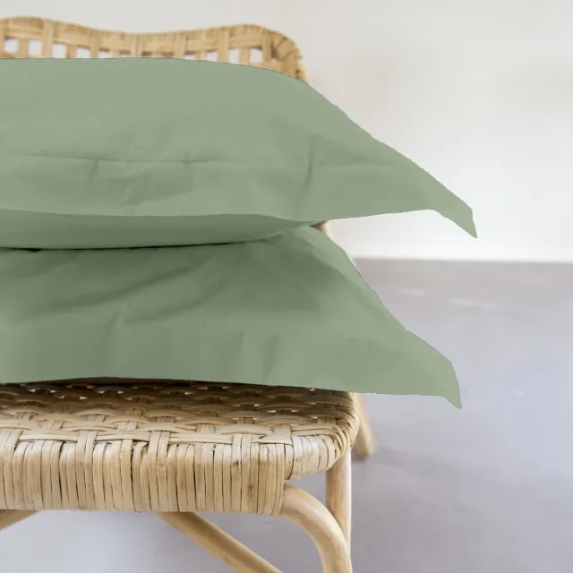 Dreamers Den Egyptisch perkal Katoen - Kussenslopen set - Lilypad Green - Groen - 2x 60x70cm - Oxford rand