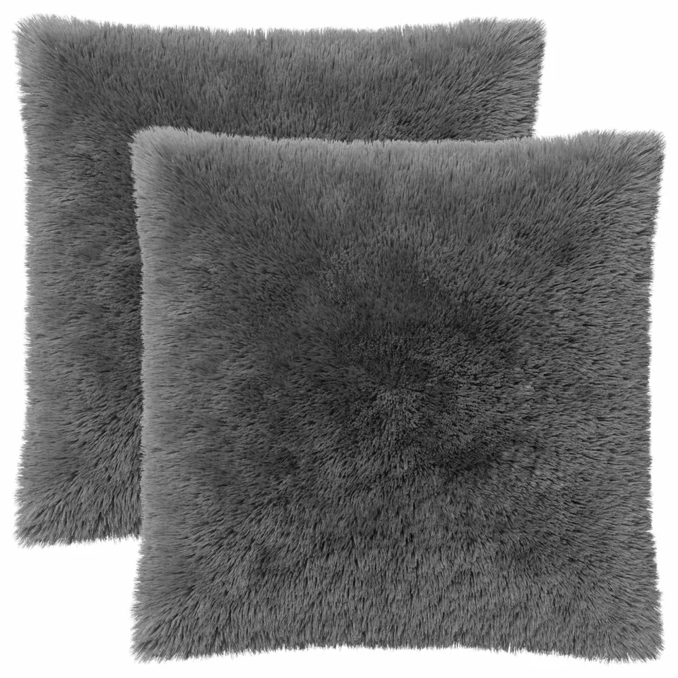 vidaXL Kussensloop 2 st HEERLEN Lichtgrijs 80 x 80 cm PV Fleece