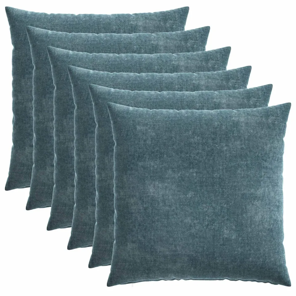 vidaXL Kussensloop 6 st HEERLEN Blauw 55 x 55 cm Chenille Stof