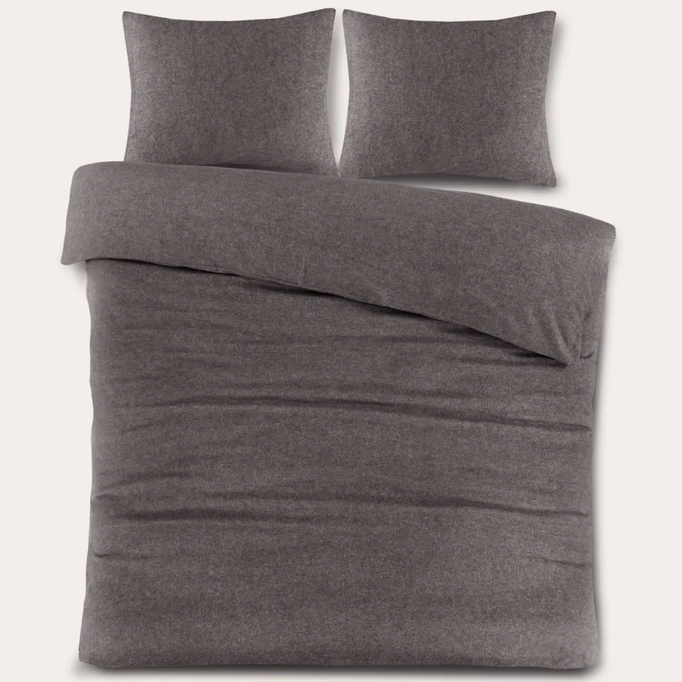 NOUS Living flanellen 2-persoons dekbedovertrek 200x220 cm - grijsbruin, foto 3