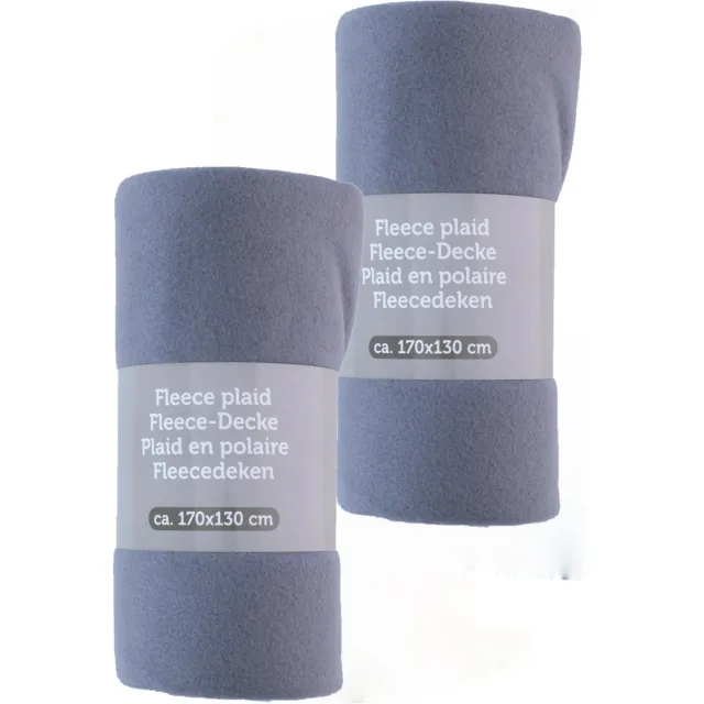 Excellent Houseware Fleece dekens/plaids - 2x - korenblauw - 170 x 130 cm blauw