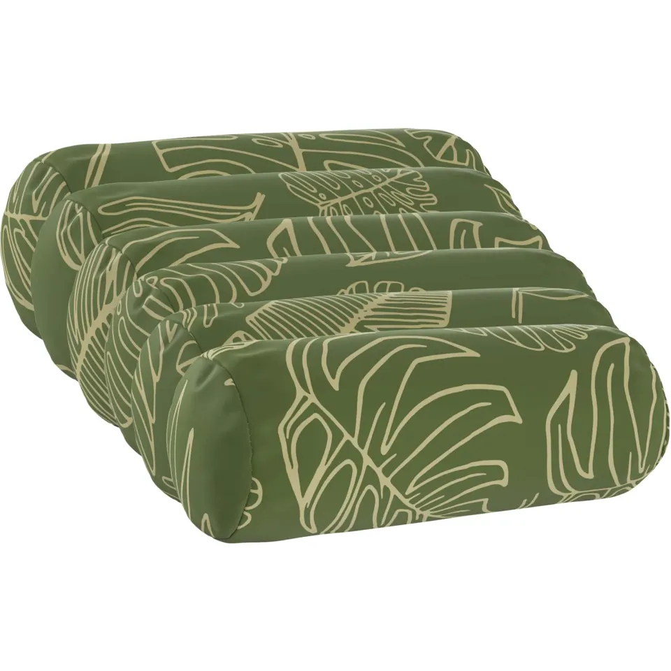vidaXL Kussensloop 6 st HEERLEN Bladontwerp Dia. 15 x 40 cm Polyester Groen