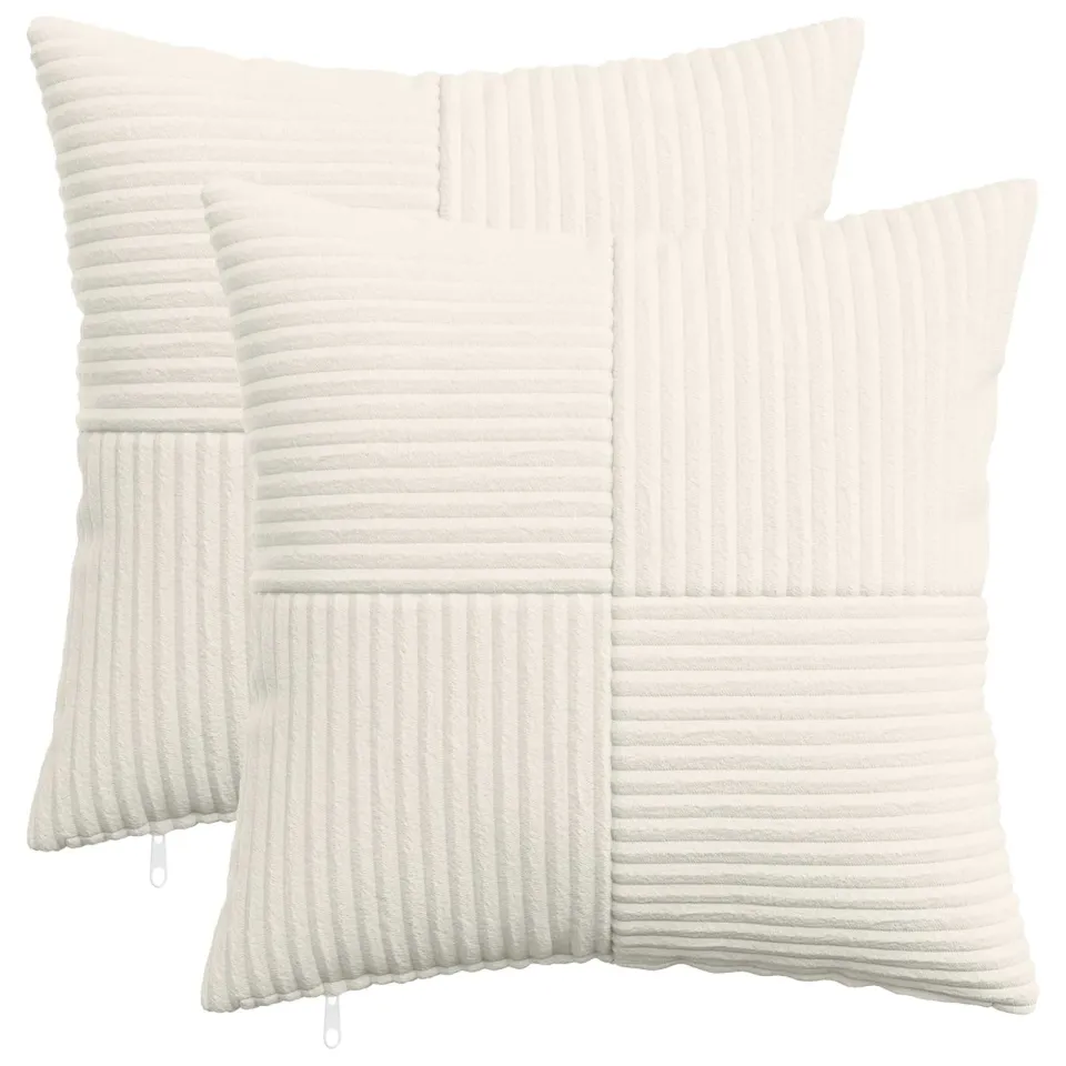 vidaXL Kussensloop 2 st ALMELO Crèmekleurig 45 x 45 cm corduroy, foto 3