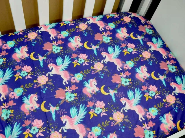 Małe Duże Merkloos Kinderledikantlaken met Elastiek 60x140cm Katoen - Pegasi meerkleurig