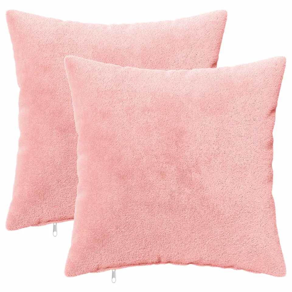 vidaXL Kussensloop 2 st HEERLEN Roze 45 x 45 cm Flanel, foto 3