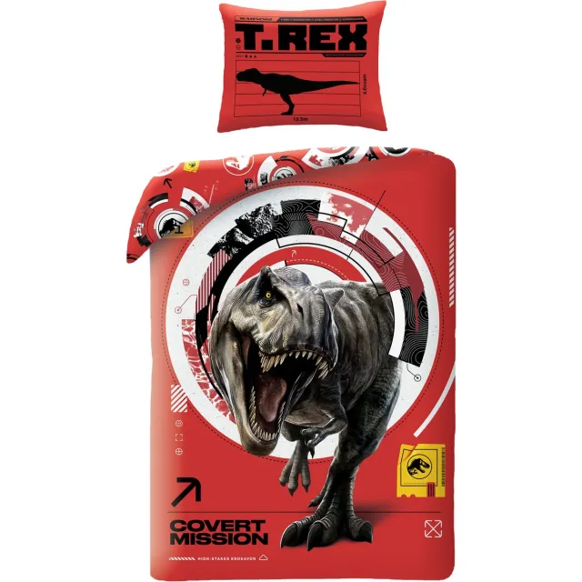 Jurassic World Dekbedovertrek rood 140 x 200 cm - polyester- 70 x 90 cm
