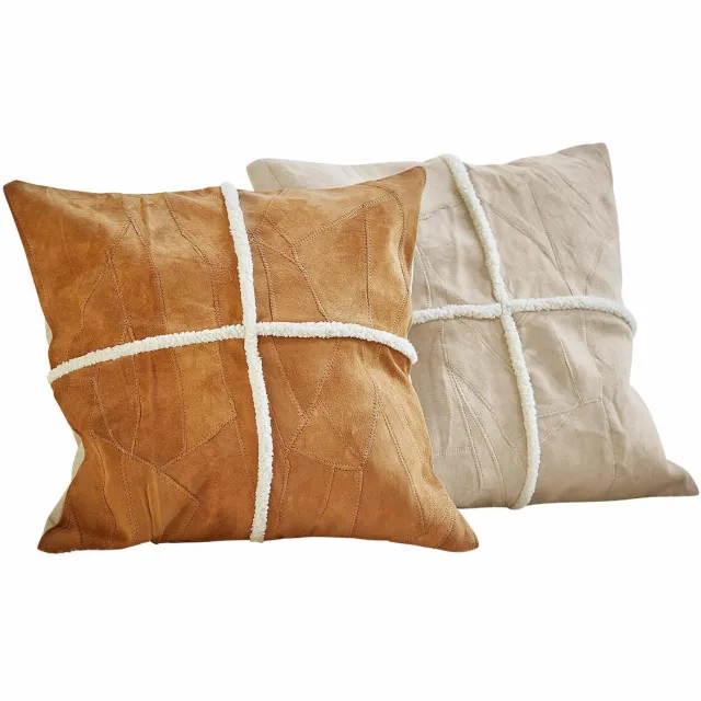 Loberon Kussenhoes set van 2 Raminya crème/bruin