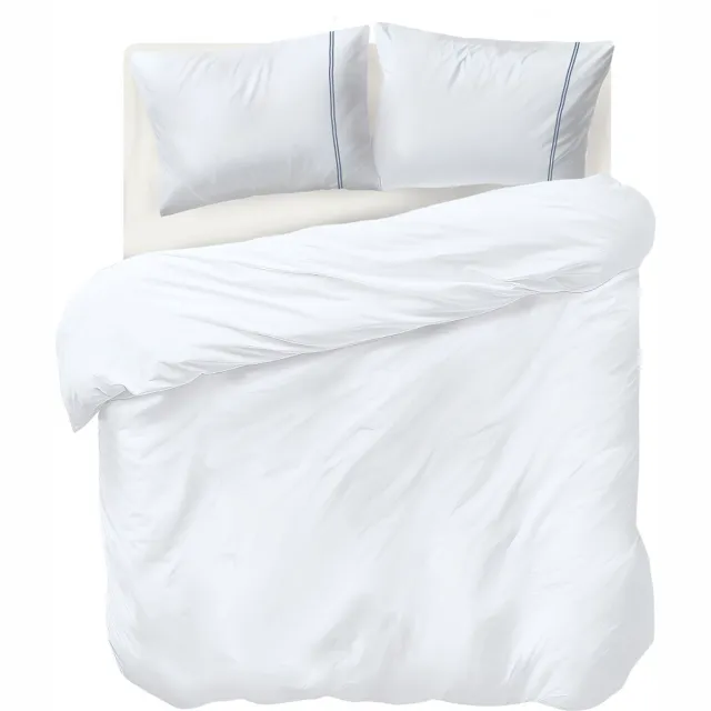 Auping Navy lines satin Dekbedovertrek - Tweepersoons 200 x 220 cm - Katoensatijn - Wit
