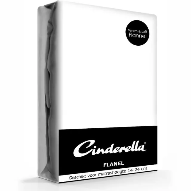 Cinderella Hoeslaken - 2 Persoons - Flanel - 160x200/210 cm - tot 30 cm matrashoogte - Wit White