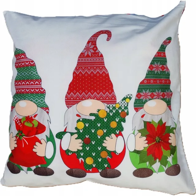 DomoweMarzenia Kerst Sierkussenhoes 40x40cm - Zacht Velour met Kabouters