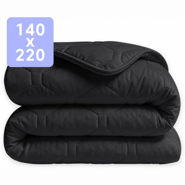 Happybed Dekbed zonder overtrek 140x220 - 100% Katoen - Wasbaar Dekbed - Bedrukt dekbed zonder hoes - Hoesloos Dekbed - Eenpersoonsdekbed - Zwart