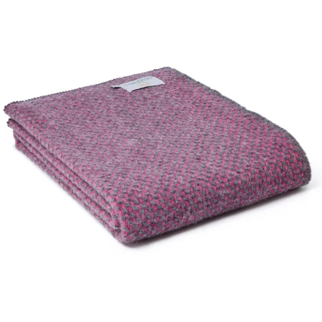 Tweedmill Plaid zonder franje Twill Roze met Grijs - 140x200 - Nieuw Wol - Tweedmill UK