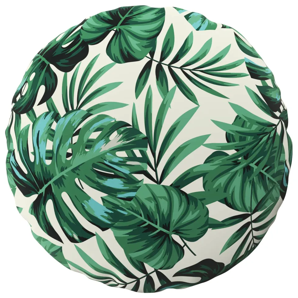 vidaXL Kussensloop 2 st HEERLEN Bladpatroon Dia. 60 cm Polyester groen, foto 4
