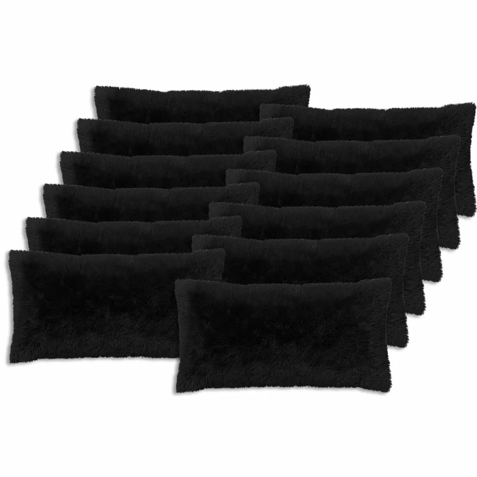 vidaXL Kussensloop 12 st HEERLEN Zwart 40 x 80 cm PV Fleece, foto 3