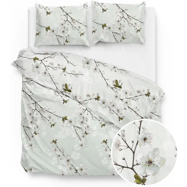 Zo! Home Zohome Henda Dekbedovertrek - Flanel - Lits Jumeaux - 240x200/220 cm - green