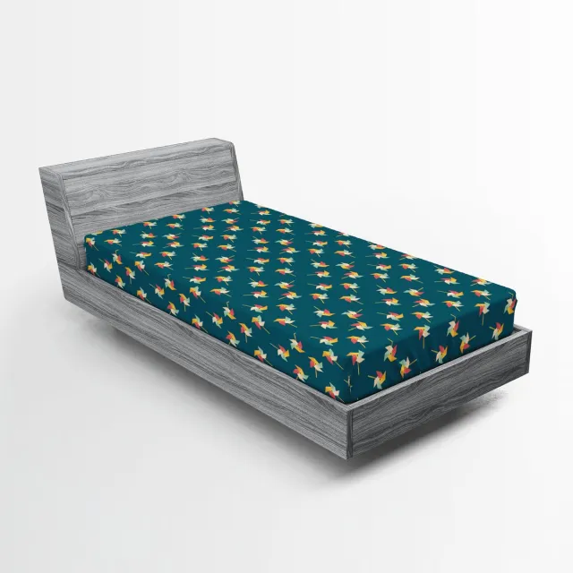 ABAKUHAUS Hoeslaken met windmolenmotief, grafisch kinderpatroon, zachte decoratieve stof met elastische band, 90 x 200 cm, meerkleurig