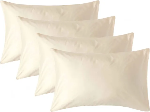 Homescapes Biologisch Kussensloop 50x75 cm – Set van 4 – Crème – 100% Egyptisch Katoen Satijn – Draaddichtheid 400