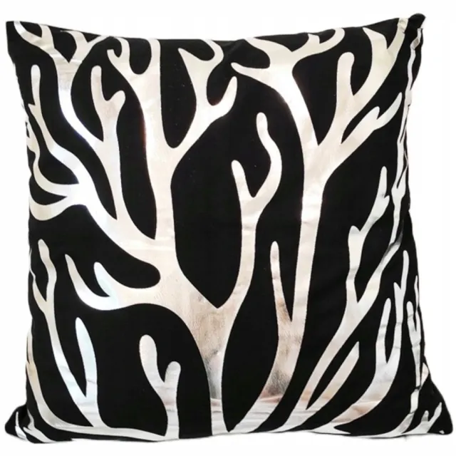 Granda Decoratieve Kussenhoes 45x45 cm - Zwart Velours met Hoeken