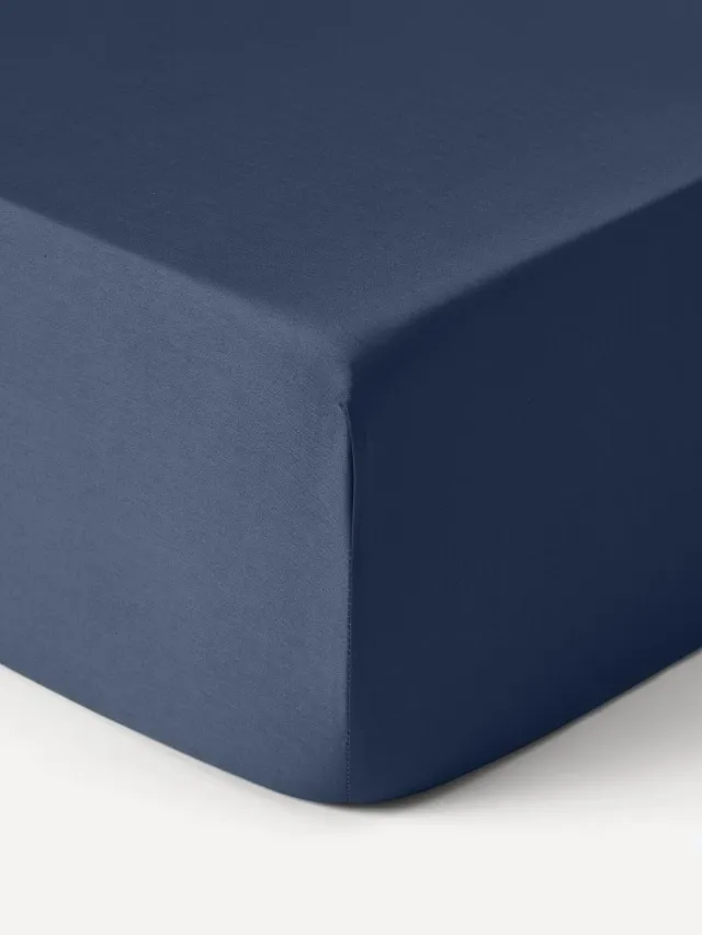 Westwing Collection Hoeslaken Comfort, katoensatijn Blauw