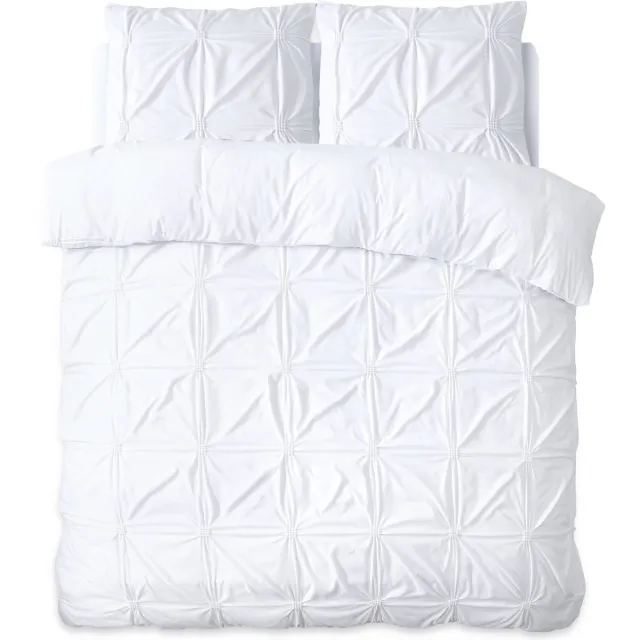 Sleeptime Punch pintuck Dekbedovertrek - 140X200/220 + 1 x kussensloop 60x70 - Wit