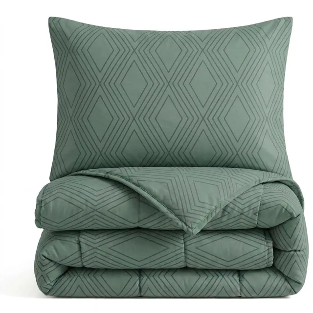 Sleeptime 2 in 1 Dekbed zonder Overtrek Dorian - Dekbed - 240 x 200 cm + 2 x kussensloop 60x70 - Groen Dorian Groen