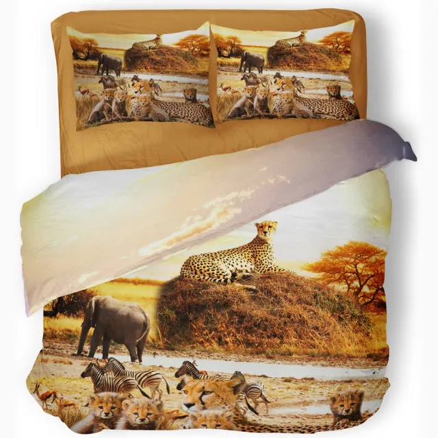 Eleganzzz Dekbedovertrek Safari Nature - naturel - Dekbedovertrek 240x200/220cm - Micropercal - Lits Jumeaux - Dekbedovertrekken - Dieren Dekbedovertrek