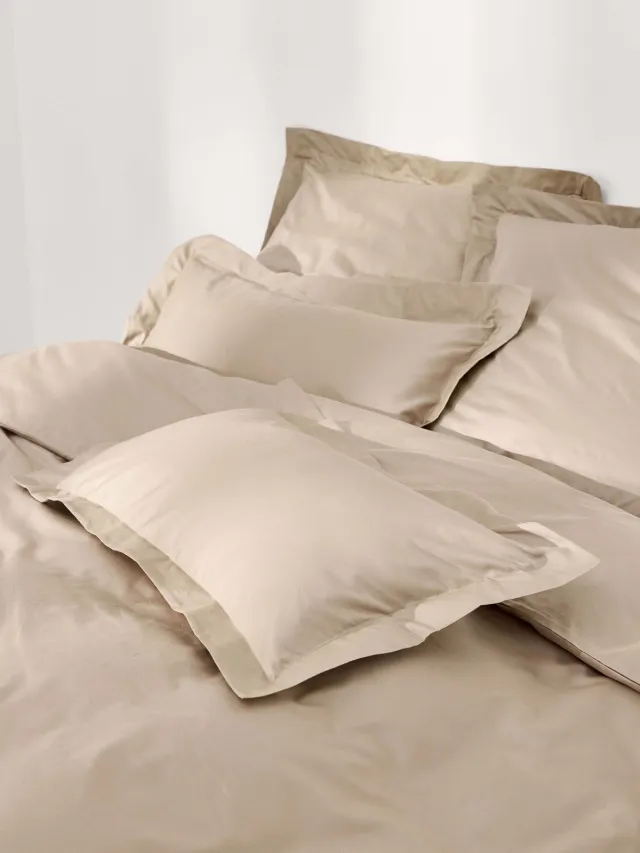 Westwing Collection Katoensatijnen dekbedovertrek Premium Beige