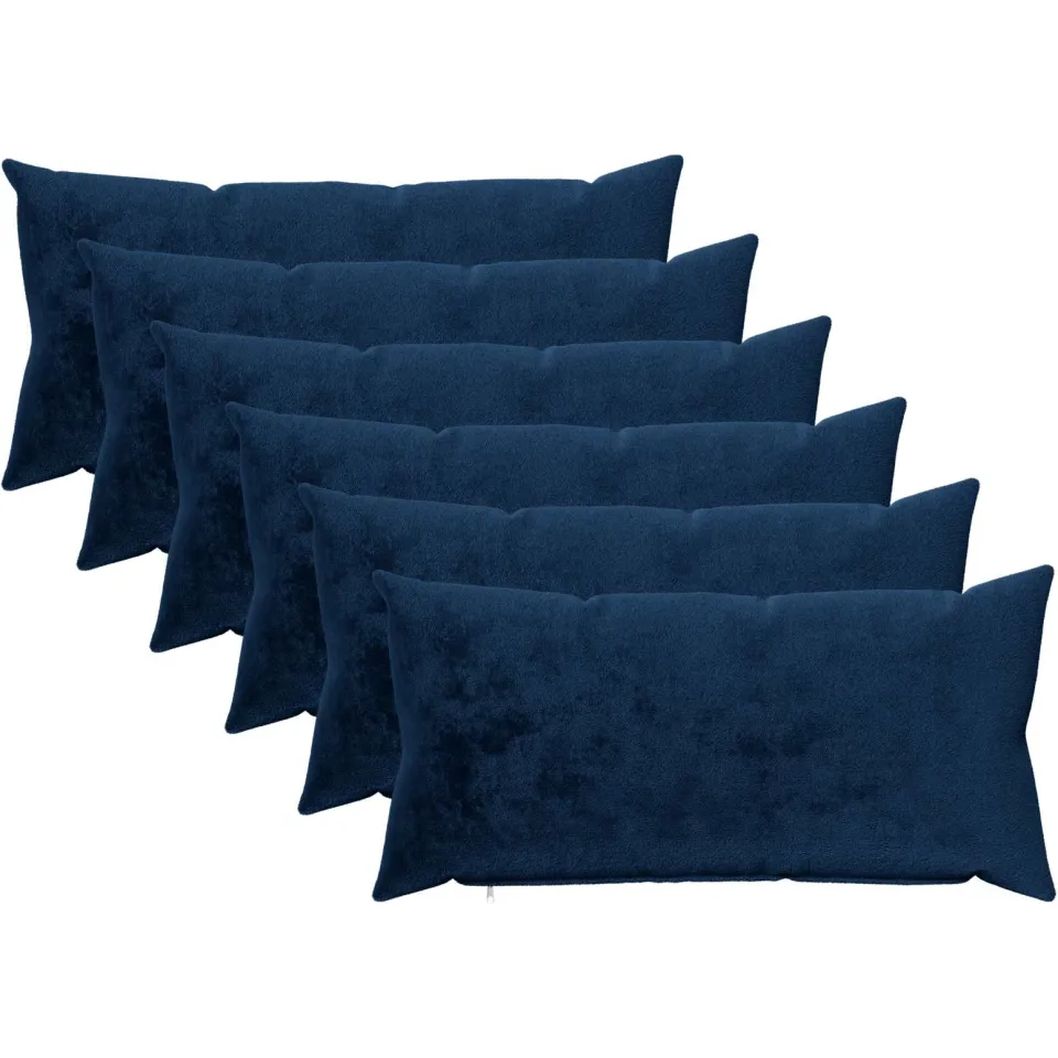 vidaXL Kussensloop 6 st HEERLEN Marineblauw 40 x 80 cm Flanel, foto 3