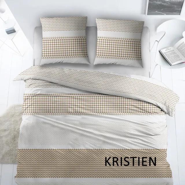 Sleepnight Dekbedovertrek Katoen Kristien - Beige - 200 x 200/220 cm + 2 kussenslopen - [Beige]