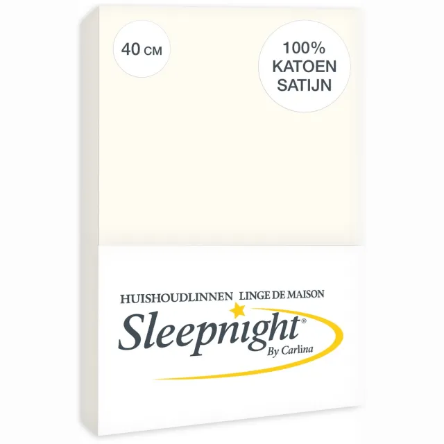 Sleepnight Hoeslaken Satijn 40 cm Ivoor - 180 x 200 cm - [Ivoor]