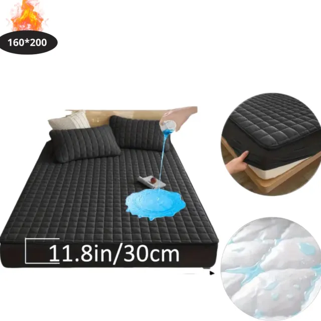 Livano Waterdicht Hoeslaken - Beddengoed - Fitted Sheet - Bed - Zwart 160x200