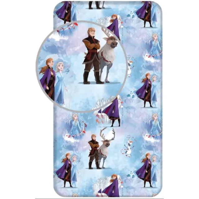 Disney Frozen Frozen Hoeslaken - 90 x 200 cm - Katoen Blauw