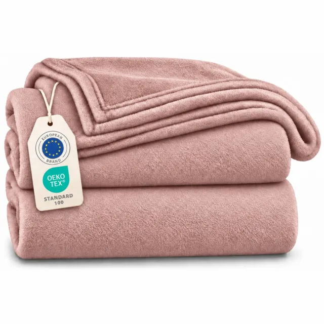 Tbeloo Fleece Deken Oudroze 130 x 150 cm - Zachte Microvezel Plaid voor Bank of Bed