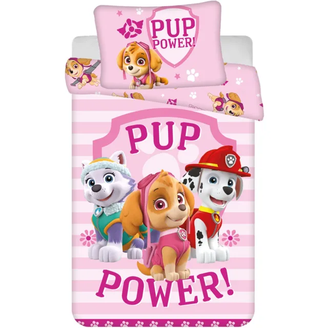PAW Patrol Pup Power Dekbedovertrek - Eenpersoons - 140 x 200 / 70 x 90 cm - Katoen Roze