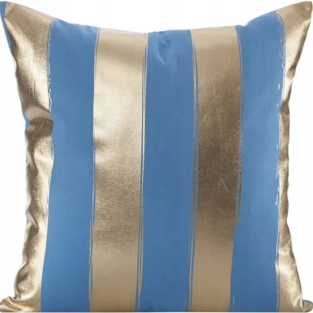 Eurofirany Decoratieve Kussenhoes Print Blauw Goud 45x45cm Blauw met gouden accenten