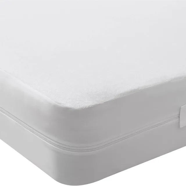 Beedsooth Waterdichte Matrasbeschermer met Rits - Absorberende Katoenen Badstof - Ademend en Antibacterieel - 140x200cm+16cm Wit
