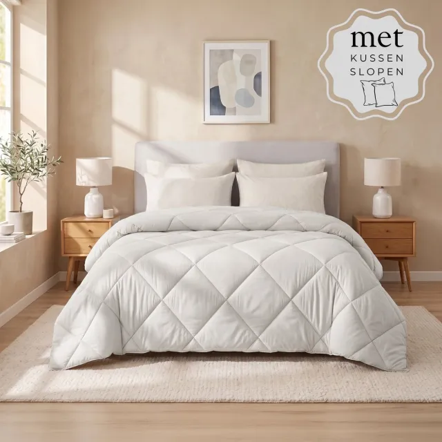 Sleep comfy Deluxe 2-in-1 Zomer Dekbed - 240x220 cm - Vapor Blue - met 2 Kussenslopen 60x70 cm - Dekbed zonder overtrek - Ademend & Anti Allergie - Hoesloos Dekbed - Stijl, Comfort en Innovatie voor Elke Dag & Nacht - Camping & In de Caravan