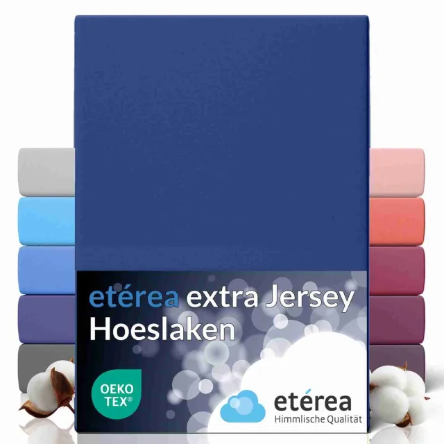 etérea Himmlische Qualität etérea Extra Jersey Hoeslaken 140x200 - 160x220 cm - Oekotex - 100% katoen - bis 35 cm - Blauw Marine