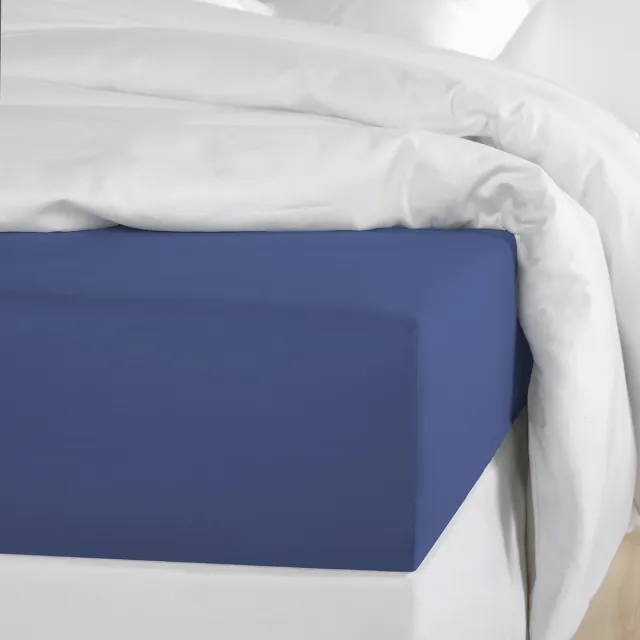 De Witte Lietaer Hoeslaken Olivia Blue Indigo - 160 x 200/220 x h 30 - Blauw - Katoen Satijn