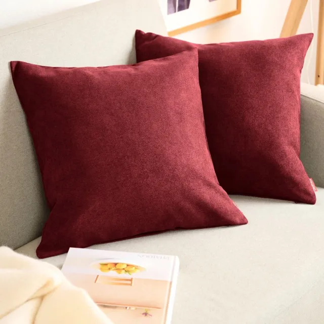 Famanu Set van 2 kussenslopen 50 x 50 cm, rood, behaaglijke chenille kussenslopen met verborgen ritssluiting, Oeko-Tex gecertificeerde kussenhoezen voor sierkussens, bankkussens en sierkussens, rood