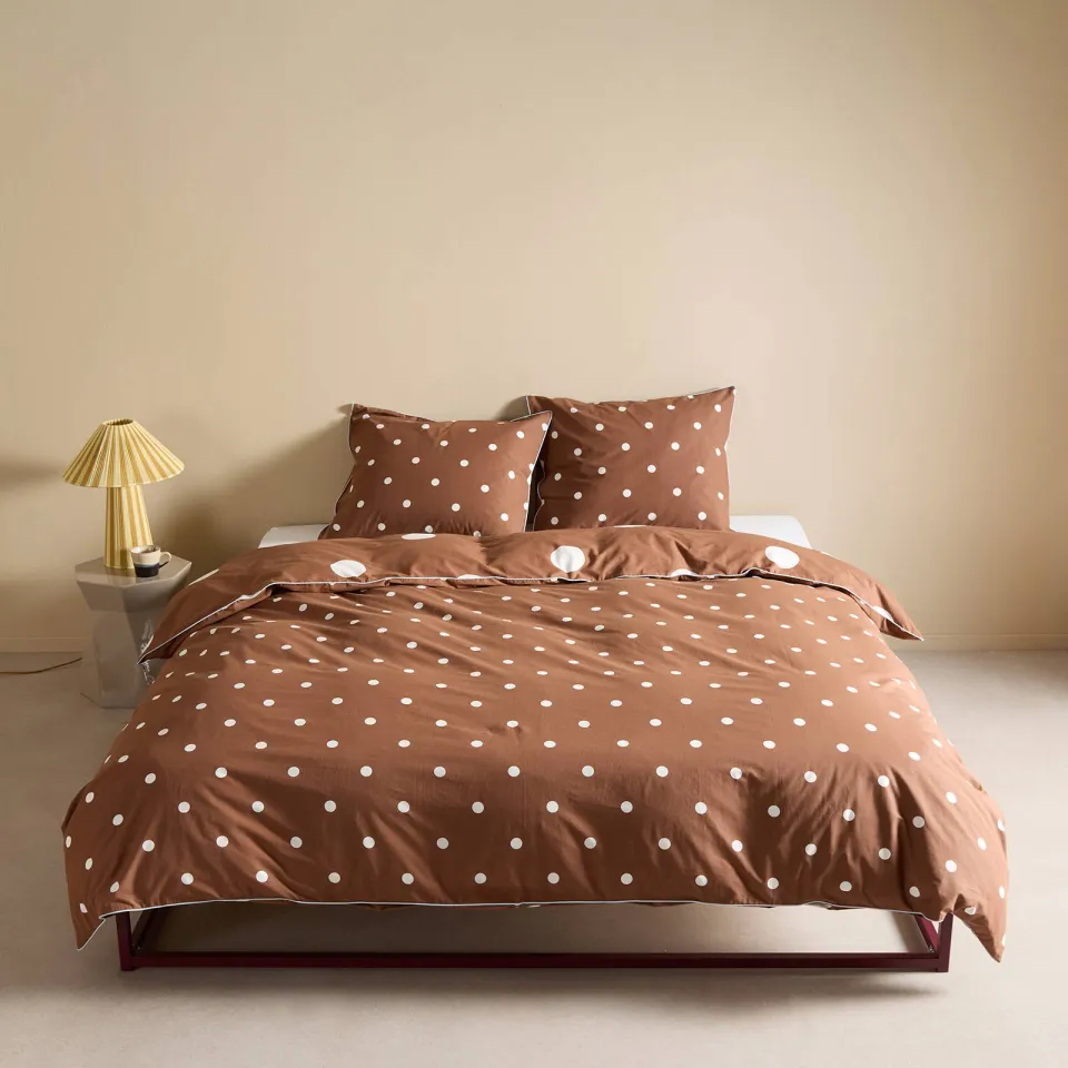 NOUS Living katoenen 2-persoons dekbedovertrek met stippen 200x220 cm - bruin, foto 5