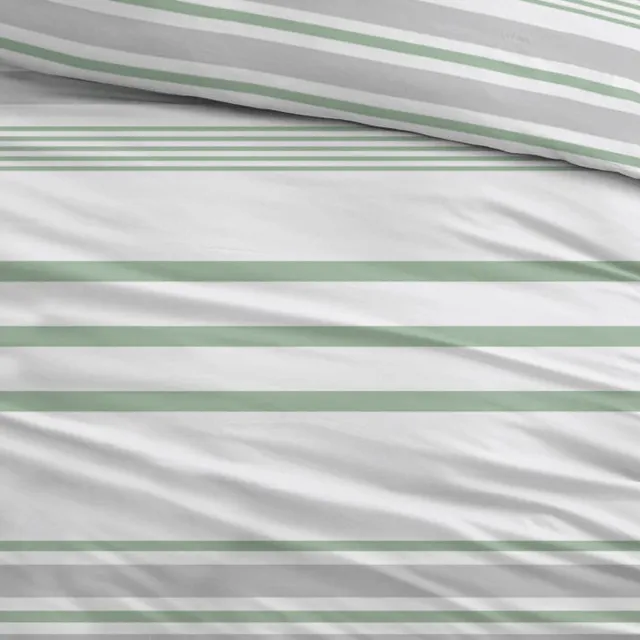 Sleepnight Dekbedovertrek Flanel Indra Groen - 240 x 200/220 cm + 2 kussenslopen - [Grijs,Groen]