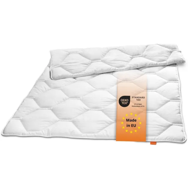 Sleepling Komfort 300 dekbed - zomerdekbed 200x200 cm - hoes van 100% katoen - als licht dekbed, zomerdeken of dun dekbed - Made in EU - 200 x 200 cm - wit
