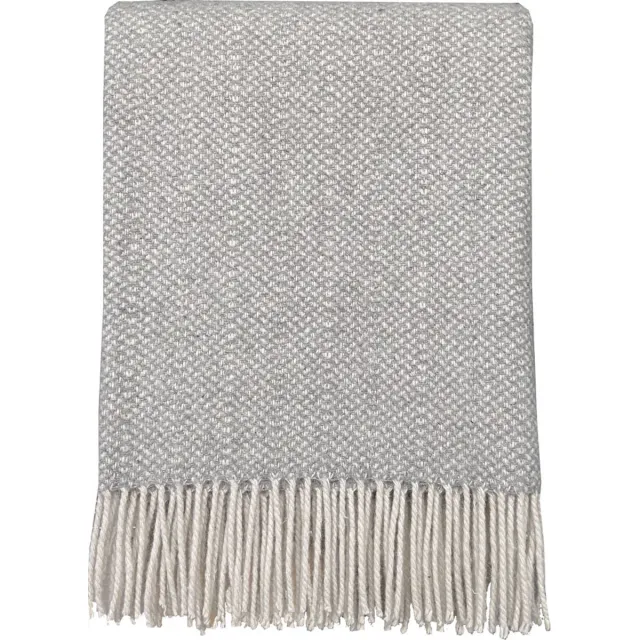 Malagoon Natural grey structure recycled wool throw Grijs
