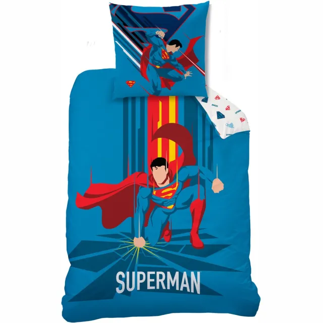 Superman Dekbedovertrek Supera - 140 x 200 + 63 x 63 cm - Katoen Blauw
