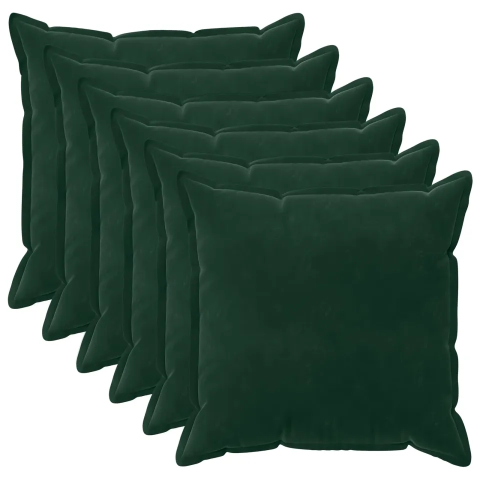 vidaXL Kussensloop 6 st HOUTEN Donkergroen 55 x 55 cm Fluweel groen, foto 3