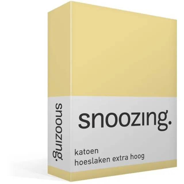 Snoozing Katoen - Extra Hoog - Hoeslaken - Eenpersoons - 80x200 cm - Geel
