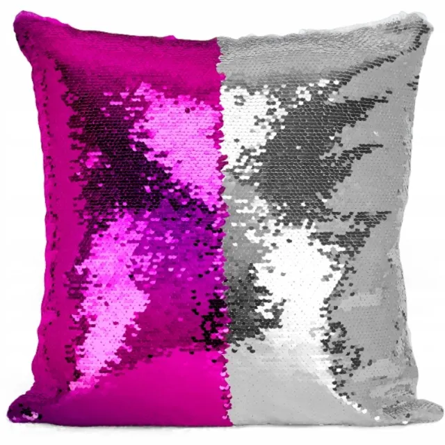DOMAREX Decoratieve Kussenhoes 40x40cm Zilver/Fuchsia Flippy Paillette