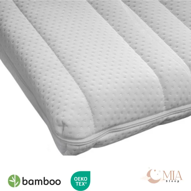 MIA Sleep Topper - Hotel Topdekmatras - 160x210 - Luxe Bamboo Tijk - Koudschuim HR45 - Bamboo Hybrid - circa 7 cm dik - Luxe Tijk Wit