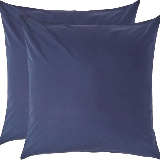 Homescapes Kussensloop 60x60 cm Set van 2 – Marineblauw – 100% Egyptisch Perkal Katoen – 200 TC